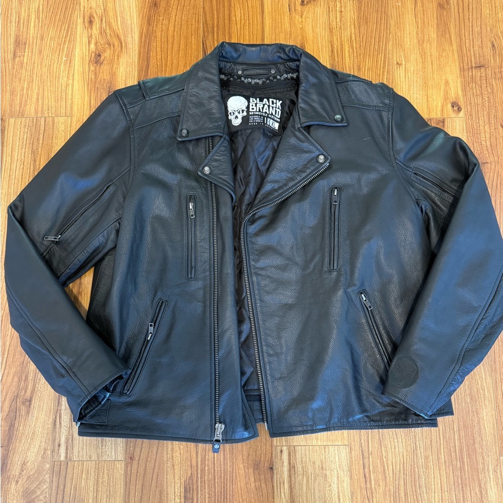 100% Leather Motorcycle Jacket w Removable Liner